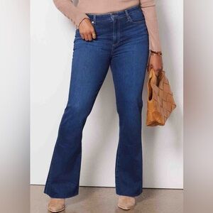 Paige High Rise Laurel Canyon Bootcut Blue Jean Plus Raw Hem Montreux Plus Size